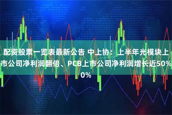 配资股票一览表最新公告 中上协：上半年光模块上市公司净利润翻倍、PCB上市公司净利润增长近50%